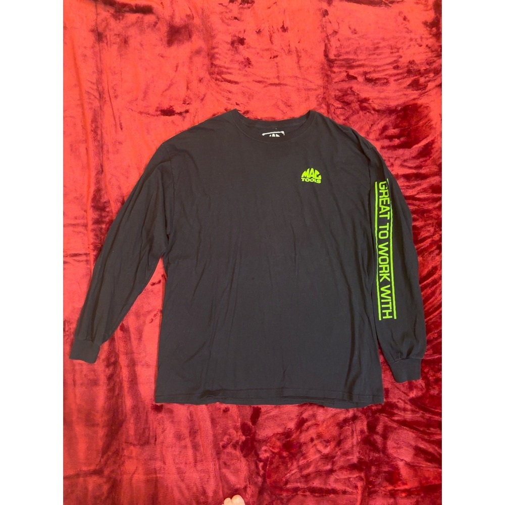 MAC Tools Great To Work With Long Sleeve T-Shirt Black Neon Green Size XL